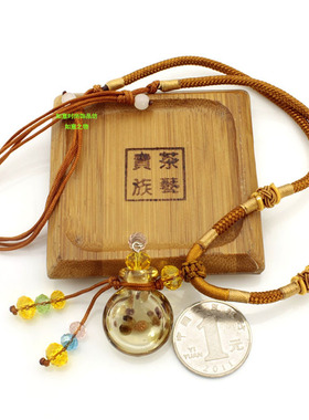 装精油香水朱砂项链透明金沙琉璃