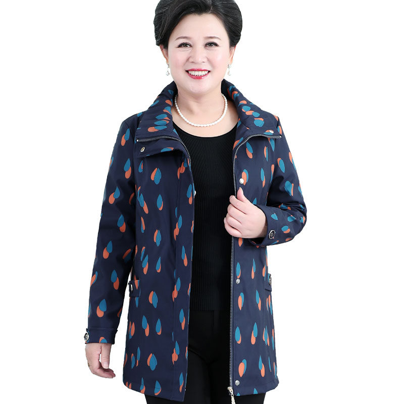 2020新款胖妈妈大码秋装中长款风衣 闪闪情缘中老年女装