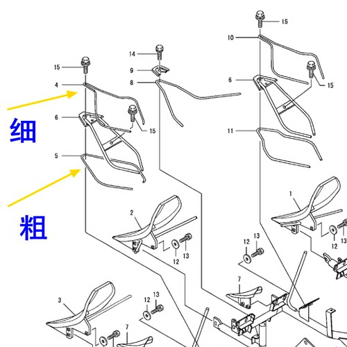 洋马收割机配件 AG600 CE-2 割刀 导流钢丝 - 图0