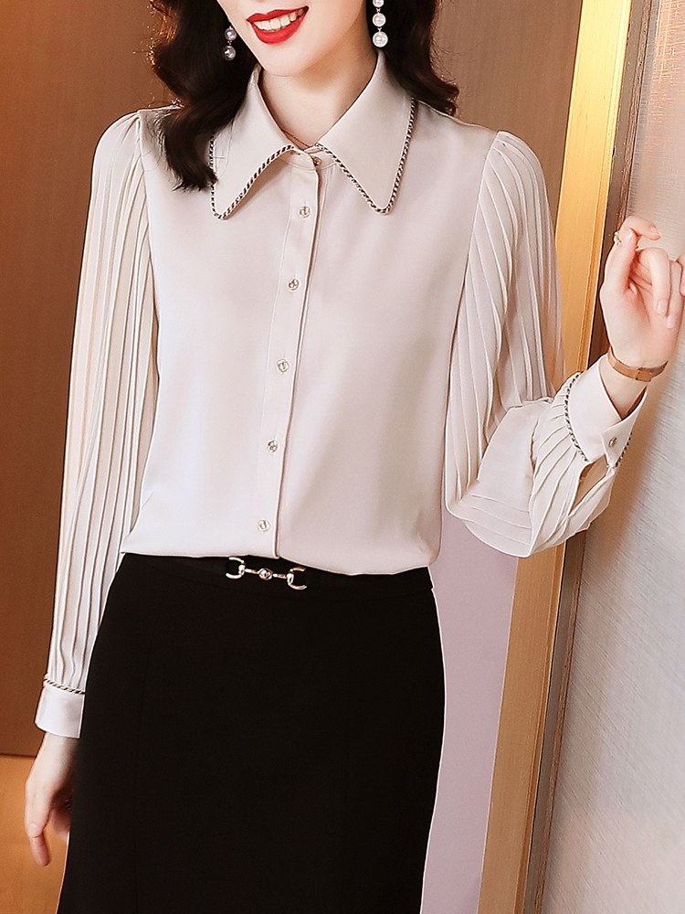 女士2020秋装新款洋气外穿女衬衣 依源色衬衫