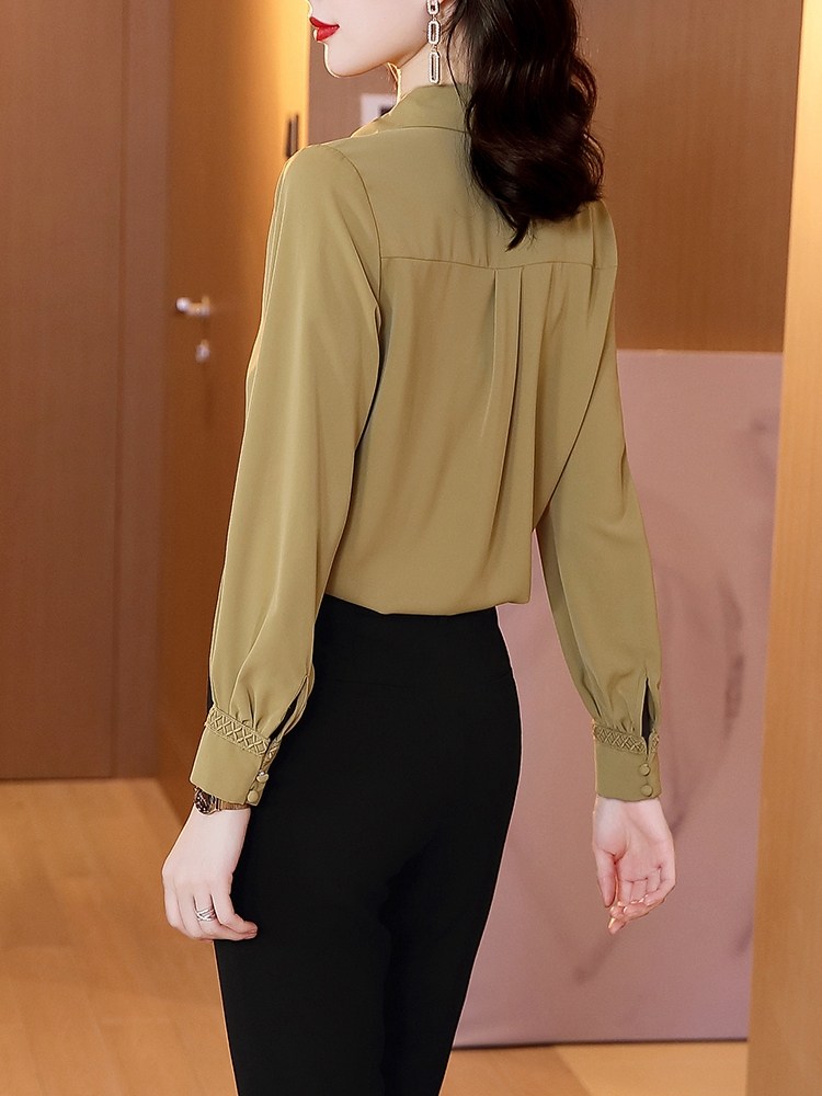 雪纺女秋装2020年新款外穿洋气衬衫 依源色衬衫