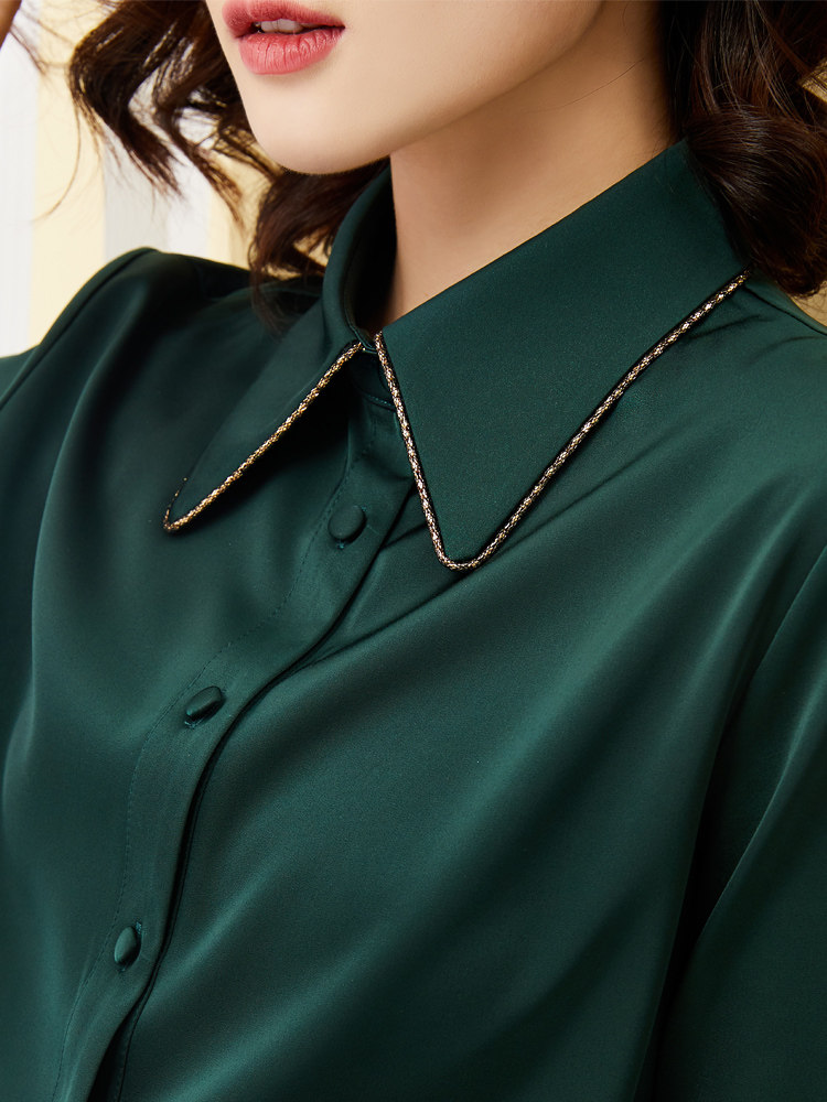 2020年秋冬新款红色内搭雪纺衬衫 依源色衬衫