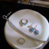 Clear shimmer natural freshwater pearl bracelet ring