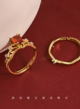 送礼物小众设计s925纯银两戴戒指