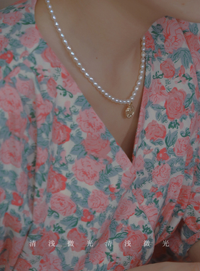 轻奢小众金币女王珍珠项链锁骨