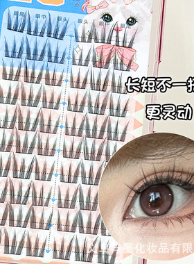 梦鹿女团款假睫毛猫爪爪太阳花超自然10排浓密眼睫毛分段式三部曲