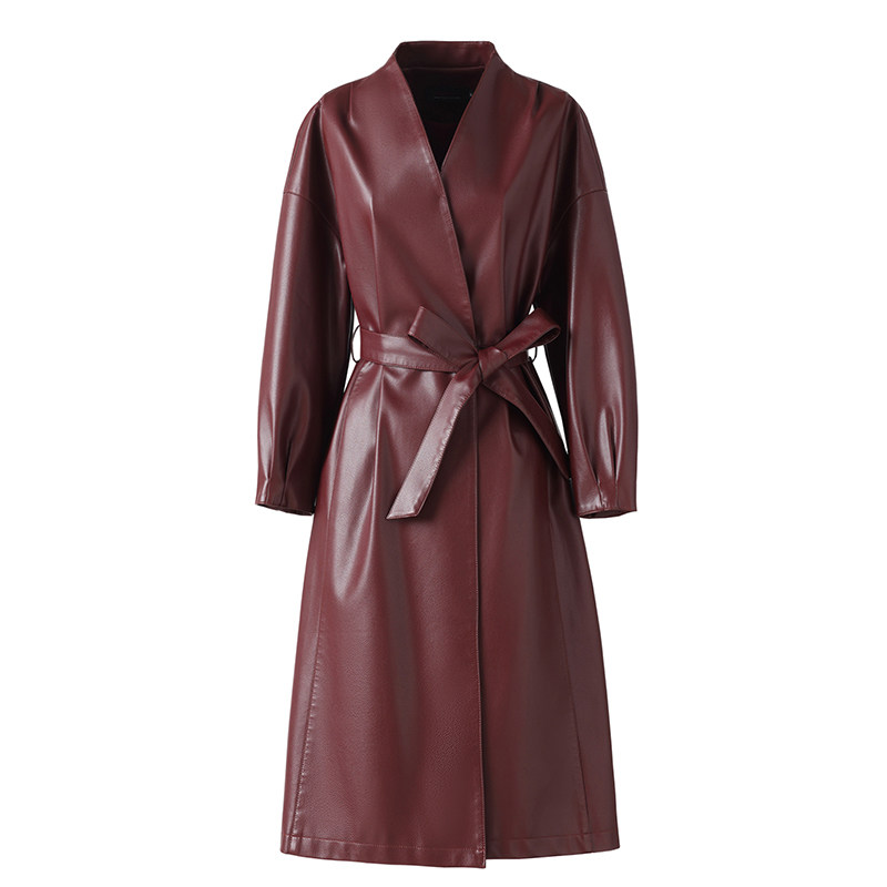 绵羊皮外套女中长款系带修身气质海宁真皮2025新款高级感皮衣风衣,淘宝优惠券,粉丝福利购,淘宝优惠卷