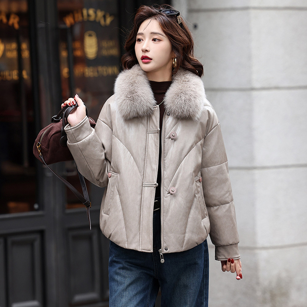 2025冬季新款真皮羽绒服女短款外套宽松显瘦狐狸毛领海宁时尚皮衣,淘宝优惠券,粉丝福利购,淘宝优惠卷