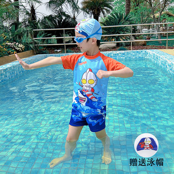 ຊຸດລອຍນໍ້າເດັກນ້ອຍ summer Ultraman clothes baby one-piece hot spring professional swimsuit boy 23 new quick-drying