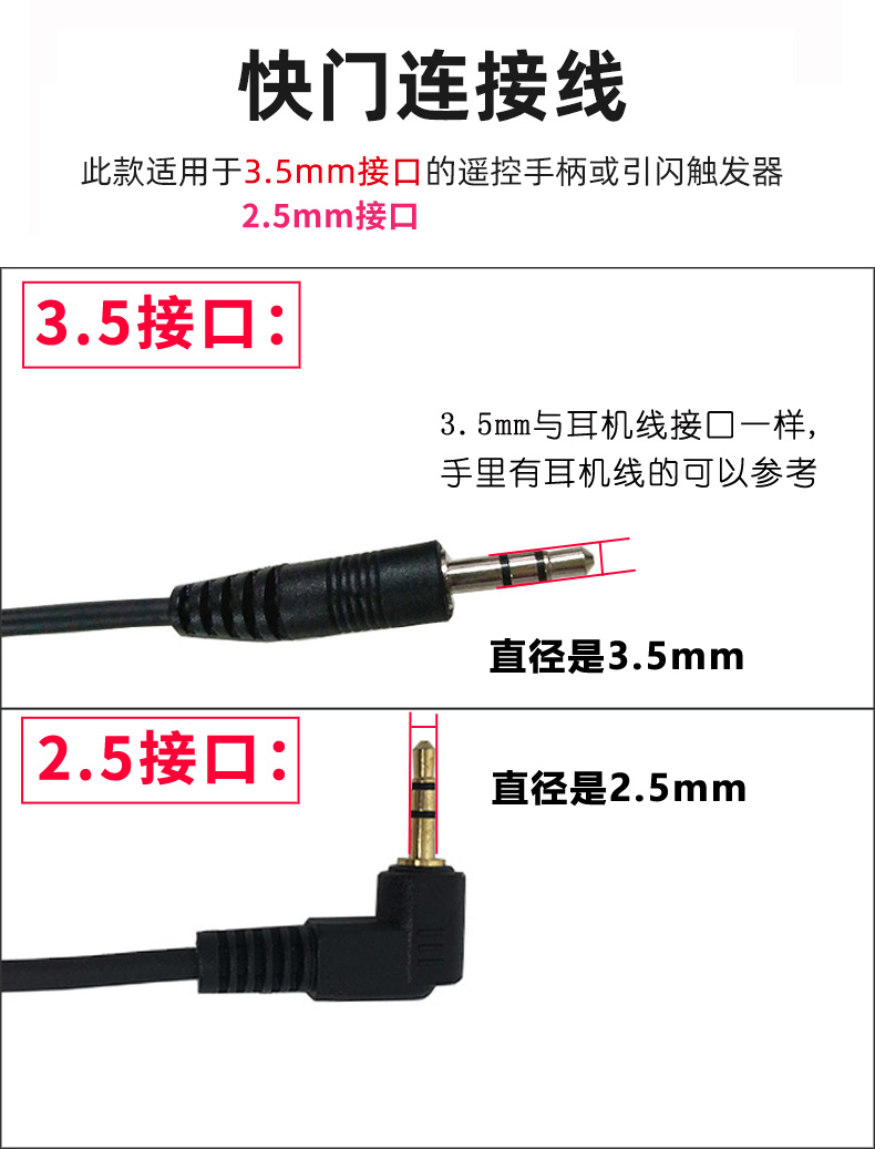 适用索尼引闪线快门线A7m4 R5 R4 S3 M3 R3 R2 M2 A6400 A6300连接3.5mm引闪器相机RX100闪光S2滑轨2.5-图1