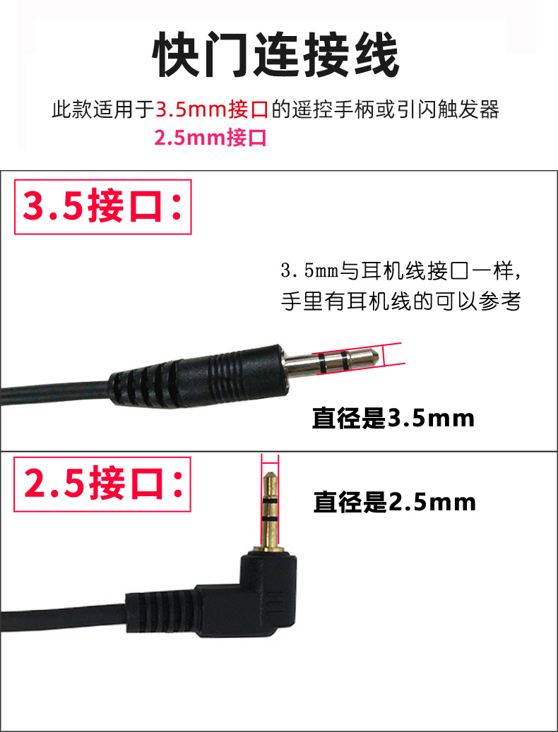 适用 索尼引闪线快门线A7m4 R5 R4 S3 M3 R3 R2 M2 A6400 A6300连接3.5mm引闪器相机RX100闪光S2 滑轨2.5 - 图1