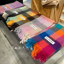 Acne Studios Rainbow Scarves Marhaimao Plaid Flow Su Shawl Collage Winter Warm Round Neck Women