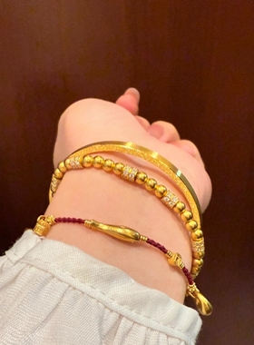 古法金包银四方拉丝手镯女筷子