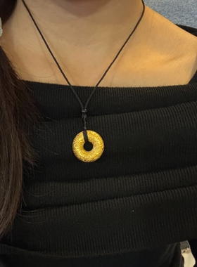 古法金包银百福平安扣吊坠男女款