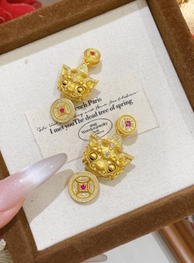 古法金包银招财貔貅吊坠女镶钻