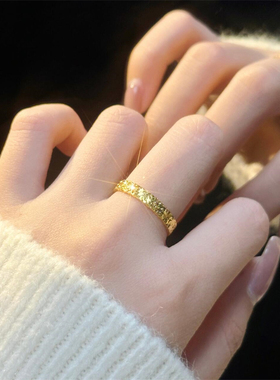 古法金包银碎冰冰戒指女