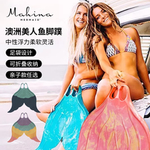 Australian Mahina mermaid diving foot webbed Free diving adult professional training single webbed with fish tail flip-flops