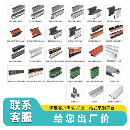 转弯滚珠护栏输送机配件红色滚珠挡边长295圆管滚珠护边备件直销 - 图1