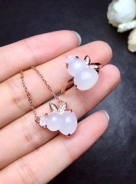 s925纯银小葫芦戒指锁骨链套装