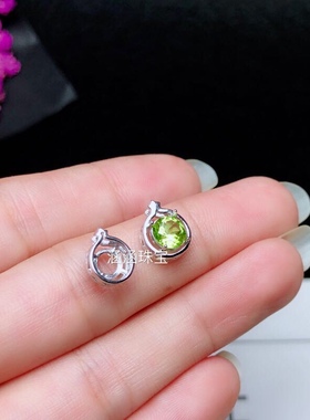 纯银吊坠空托小巧简单圆形翡翠