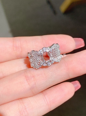 s925纯银戒指空托宽戒椭圆形5*7mm代镶欧泊 坦桑 红宝石时尚百搭m