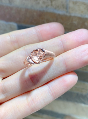 s925纯银活口戒指空托椭圆6*8mm简约时尚纯银戒圈复古拉丝工艺y