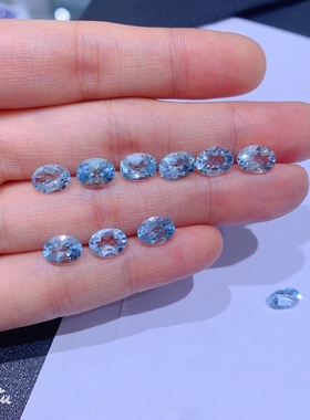 天然 天空蓝托帕石 裸石戒面 椭圆形4*6 5*7 6*8 7*9 8*10mm