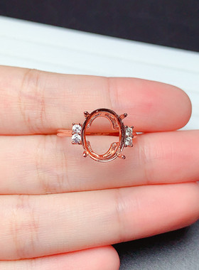 s925银戒指空托椭圆形6*8/7*9/8*10/9*11/10*12/10*14mm代镶  m