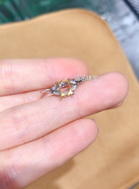 银饰品戒指椭圆形玉石简单