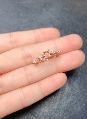 s925银饰品戒指空托椭圆形4*5mm代镶红宝石 祖母绿 碧玺 简约大气