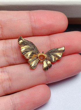 精美蝴蝶吊坠空托圆形4*4mm拉丝工艺s925银 x