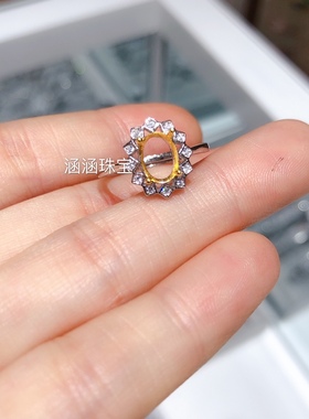 银饰品椭圆形翡翠电镀戒指空托