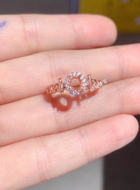 s925纯银戒指空托椭圆形4*5mm代镶红宝石 祖母绿时尚百搭清新 m