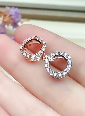 s925圆形代镶嵌银吊坠