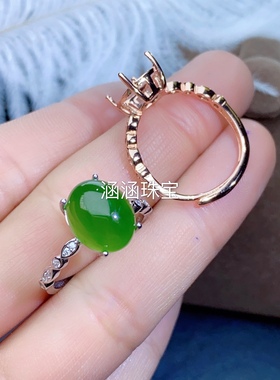 s925银饰品戒指空托椭圆形65