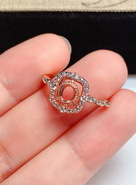 s925银饰品戒指空托椭圆形4*5mm 时尚精美代镶嵌 蓝宝石 祖母绿 x