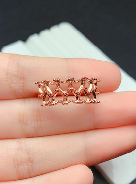 s925银爱心款戒指空托11粒心形4*4mm代镶碧玺 坦桑日韩流行  L