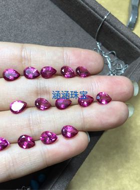 红色托帕石戒指吊坠水滴镶嵌