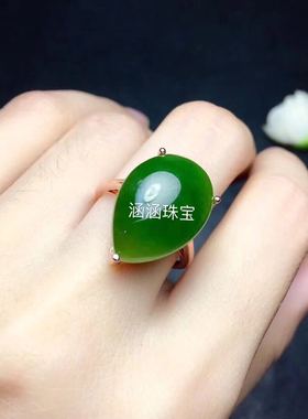 925银简单水滴形戒指空托