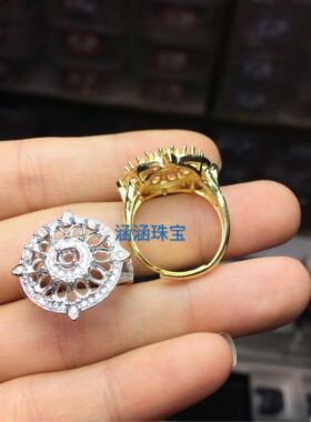 925纯银活口戒指空托主石红宝石