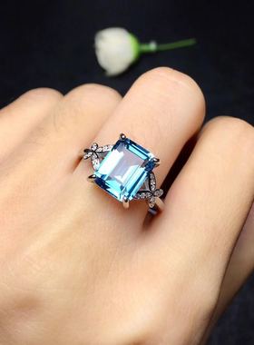 纯银活圈戒指长方形10*12mm空托