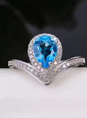 925纯银活口戒指空托主石托帕石