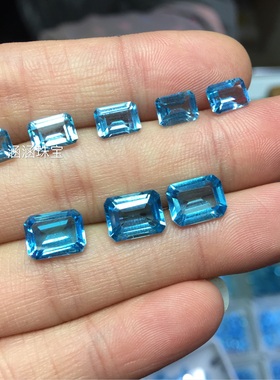 天然托帕石裸石戒面长方形4--