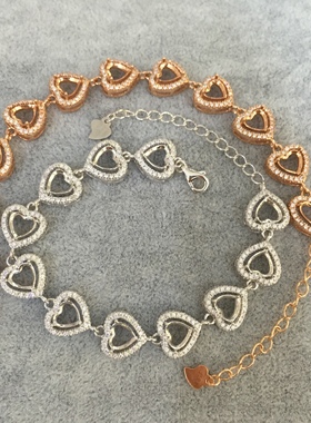 纯银玫瑰金主石手链可定制