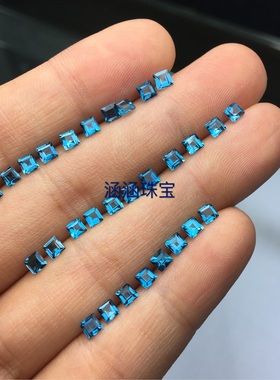 天然伦敦蓝托帕石裸石戒面方形