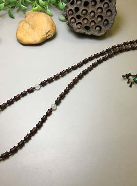 小叶紫檀琥珀翡翠挂件绳佛牌链