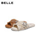 Belle resort-style straw slippers for women 2026 Xia Xin lightweight thin-soled rhinestone buckle slippers B3164BT6 pre-