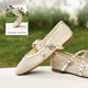 Belle Fishnet Mary Jane Shoes Women's 26 Summer New Ballet Silver Hollow Flat Shoes