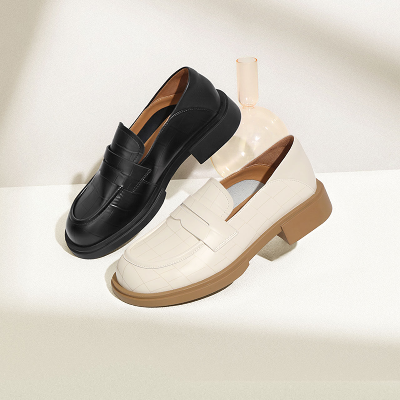 百丽复古乐福鞋女商场黑色平底鞋子 百丽乐福鞋（豆豆鞋）