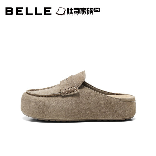百丽海鸥吐司鞋女26秋新厚底增高复古舒适包头拖鞋B3173CH6 - 图0